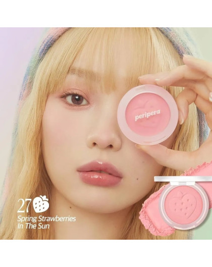 Peripera PURE BLUSHED SUNSHINE CHEEK 027 STRAWBERRY PINK (SOFT BERRY)
