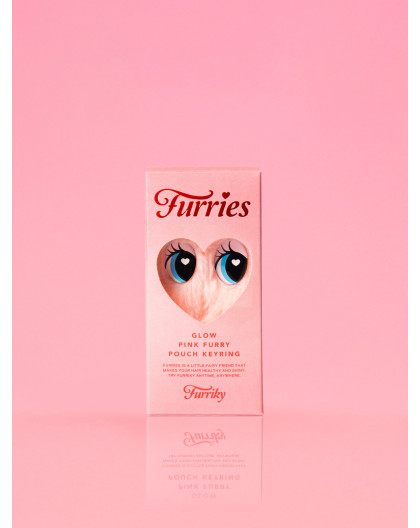 Glow Pink Furry Pouch Keyring